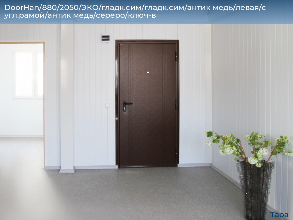 DoorHan/880/2050/ЭКО/гладк.сим/гладк.сим/антик медь/левая/с угл.рамой/антик медь/сереро/ключ-в, tara.doorhan.ru